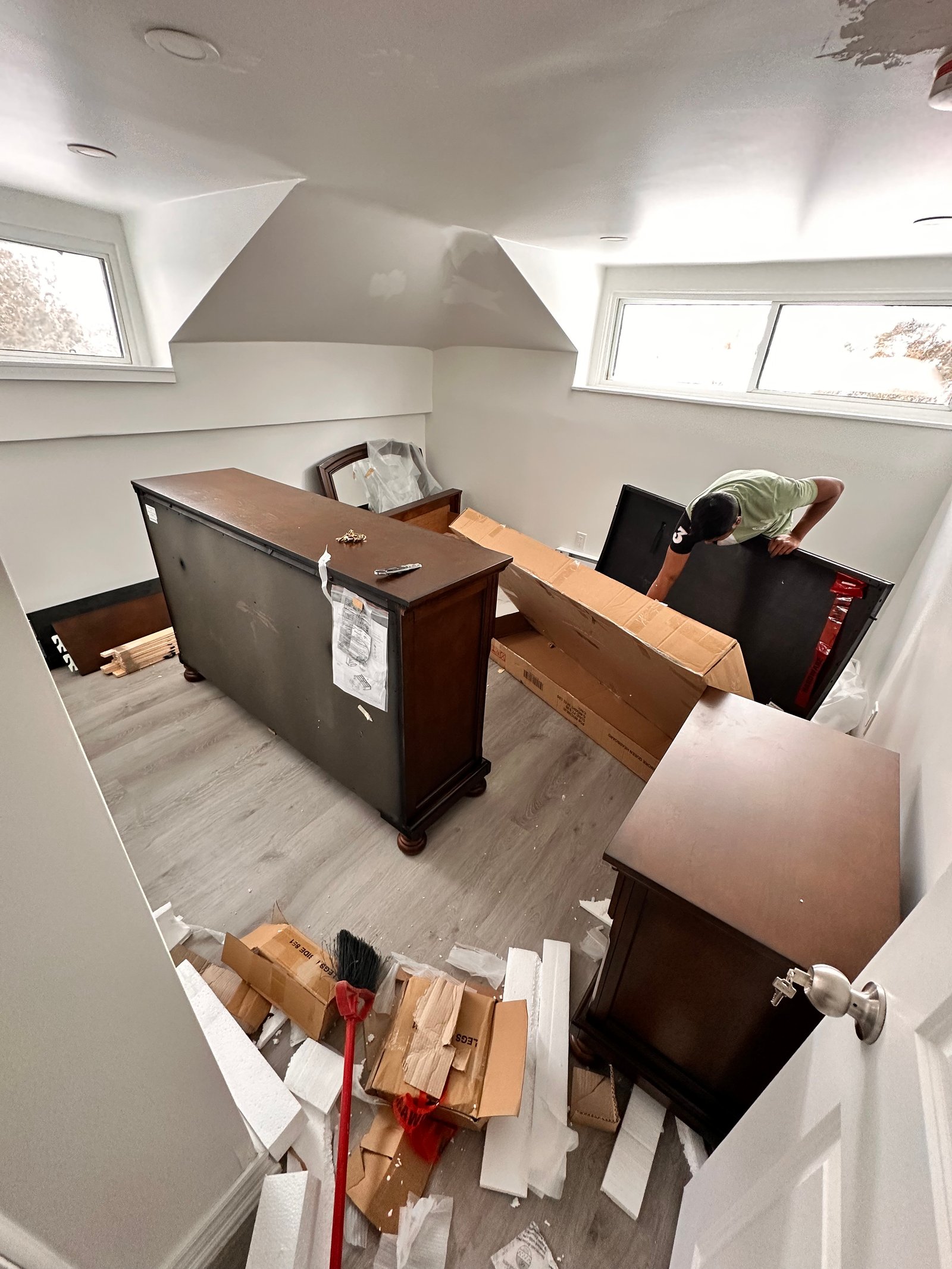 Open concept living space layout