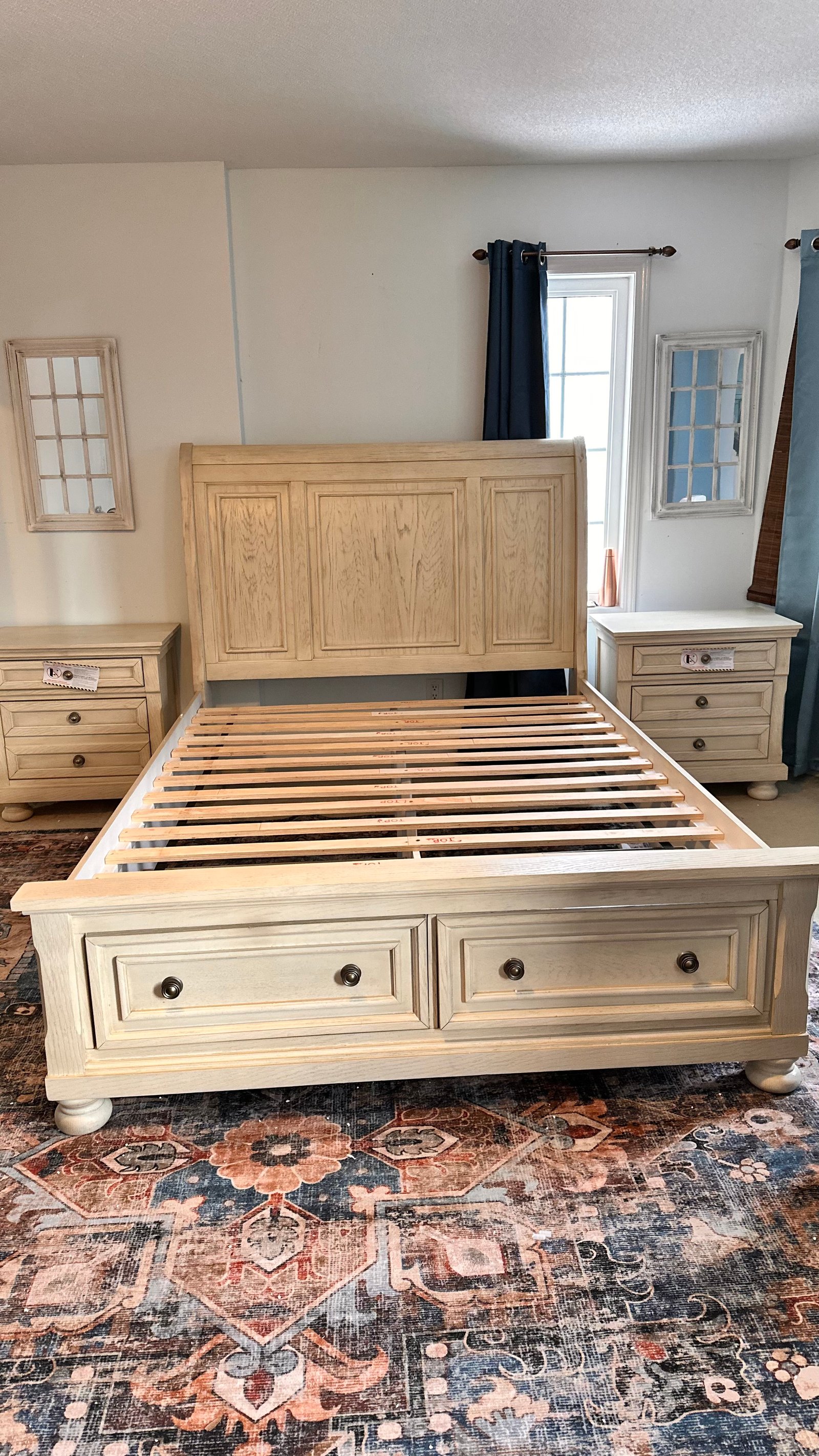 Basement with new wall panels and floor